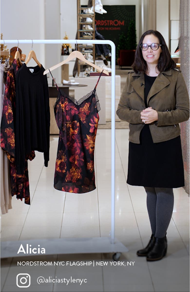 Dylan Floral Print Lace Trim Satin Chemise, sales video thumbnail