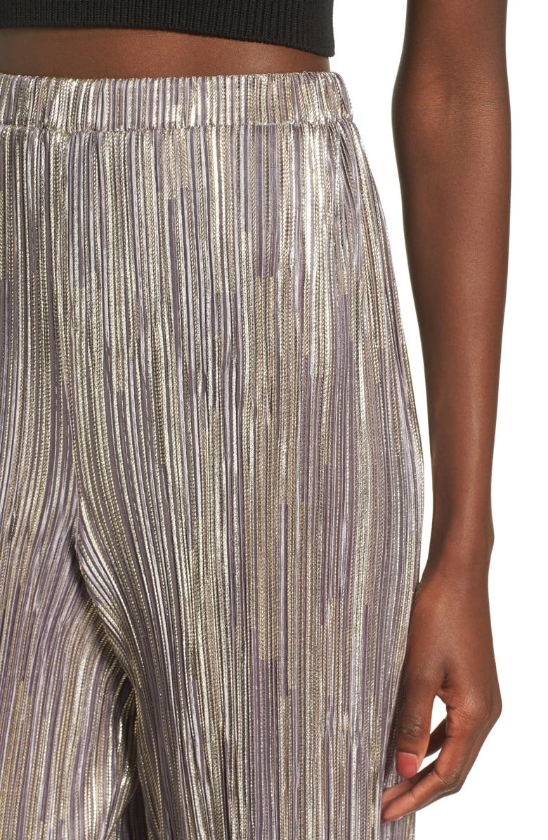 Leith Metallic Pleat Pants, Alternate, color, 