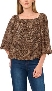CeCe Square Neck Bubble Top