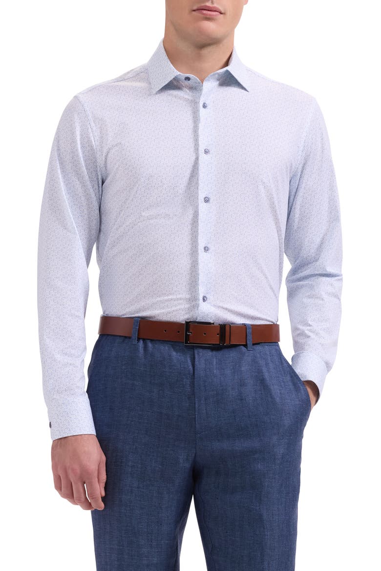 James OoohCotton® Geo Print Button-Up Shirt, Main, color, AIR BLUE