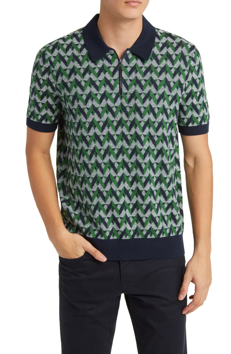 Ted Baker London Mitford Jacquard Quarter Zip Polo, Main, color, 