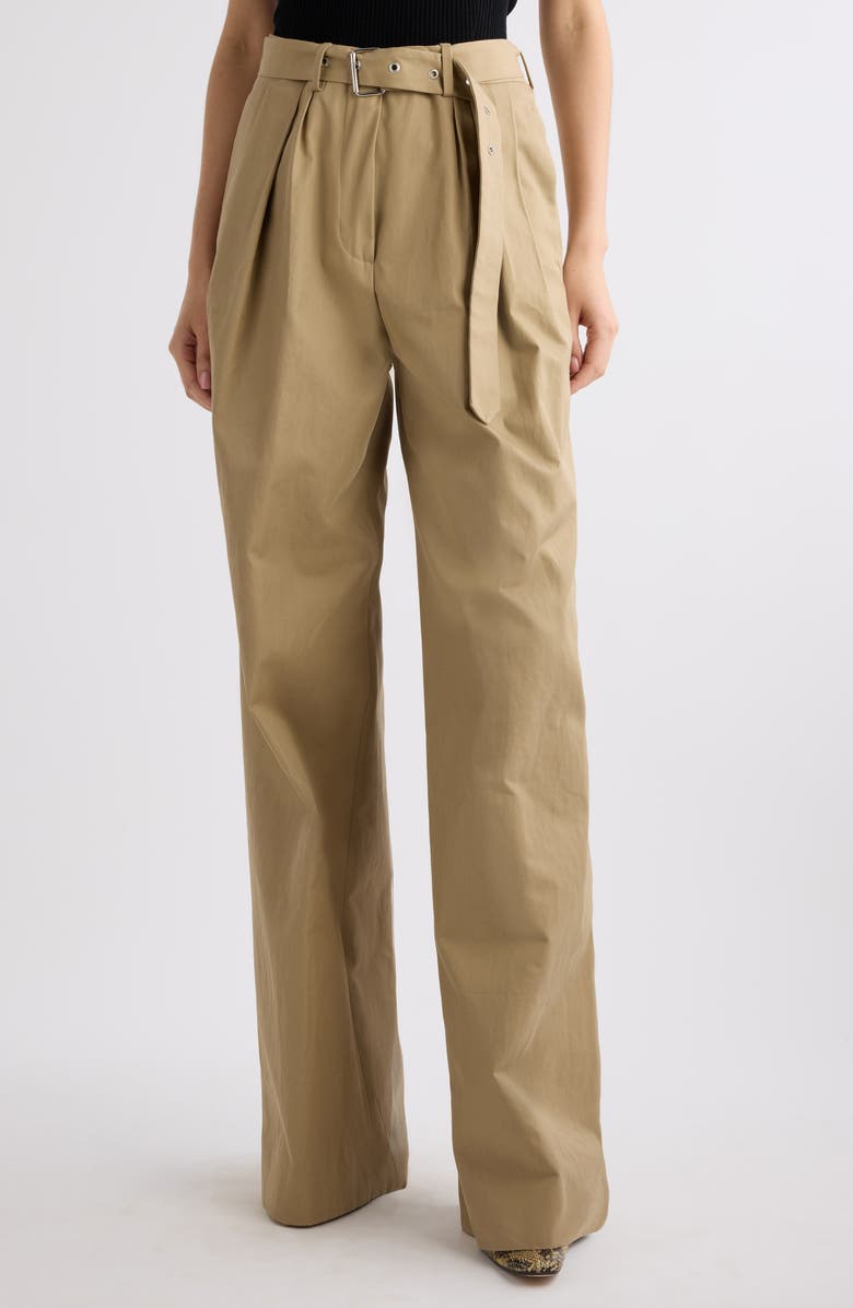 Dries Van Noten Belted Baggy Cotton TwillPants, Main, color, Beige