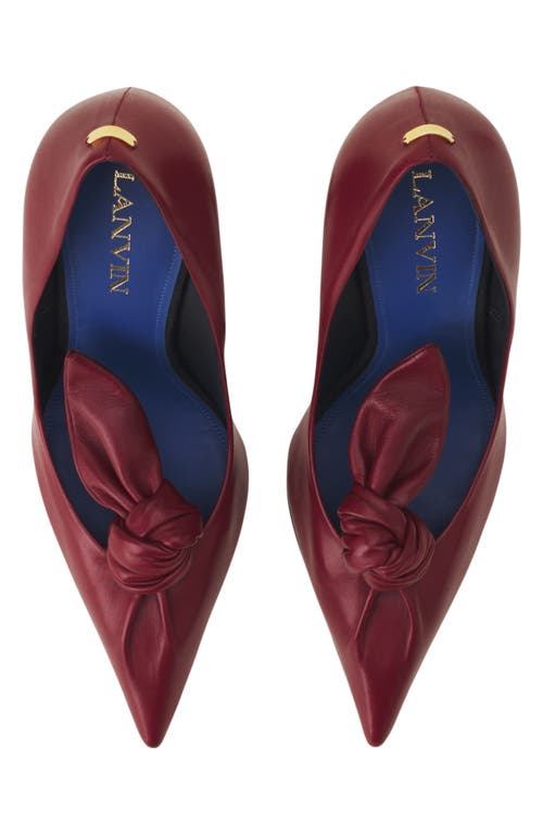 Lanvin Midnight Step Leather Bow Pump In Burgundy