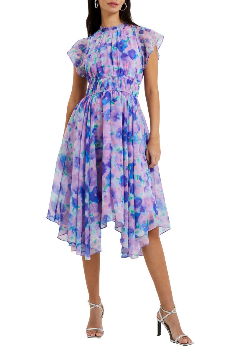 French Connection Gretha Floral Handkerchief Hem Dress, Main, color, 