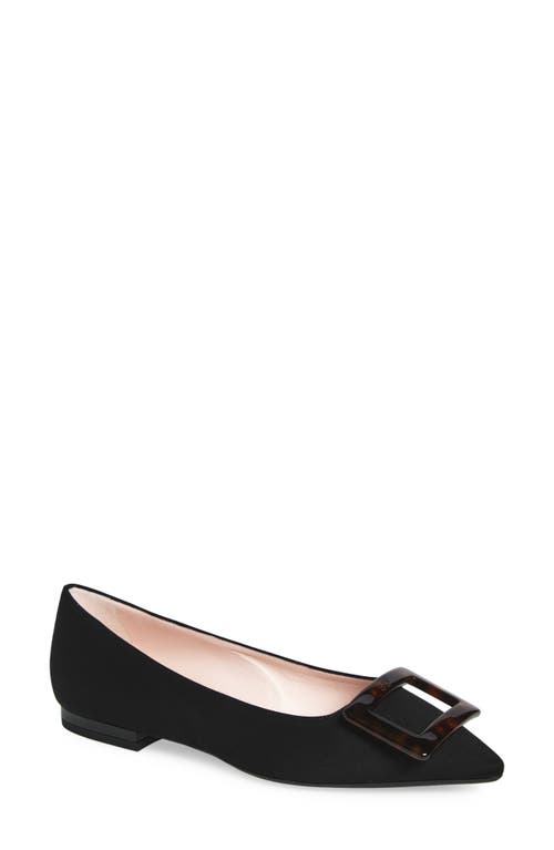 Roger Vivier Gommettine Pointed Toe Flat In Black