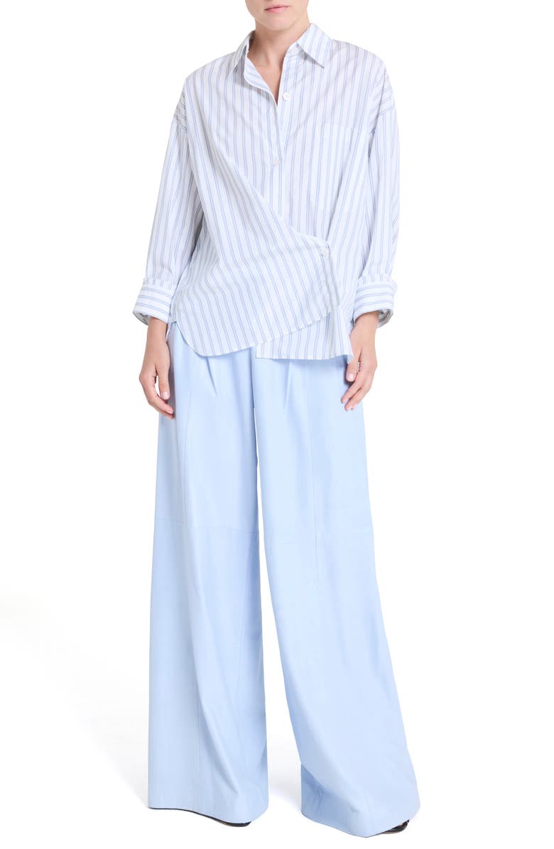 TWP New Earl Stripe Cotton Button-Up Shirt, Alternate, color, White / Midnight