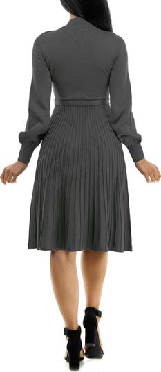 Tie Waist Fit & Flare Sweater Dress
