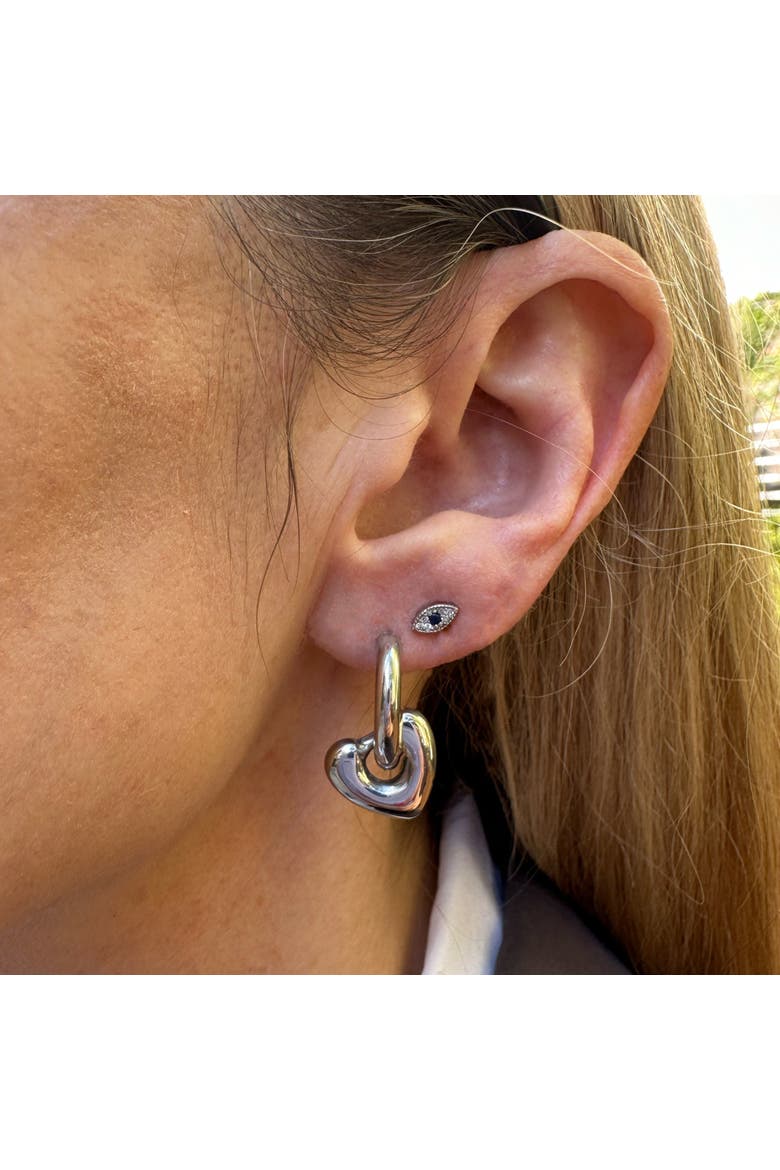 Silver Heart Removable Huggie Earrings, Alternate, color, Silver