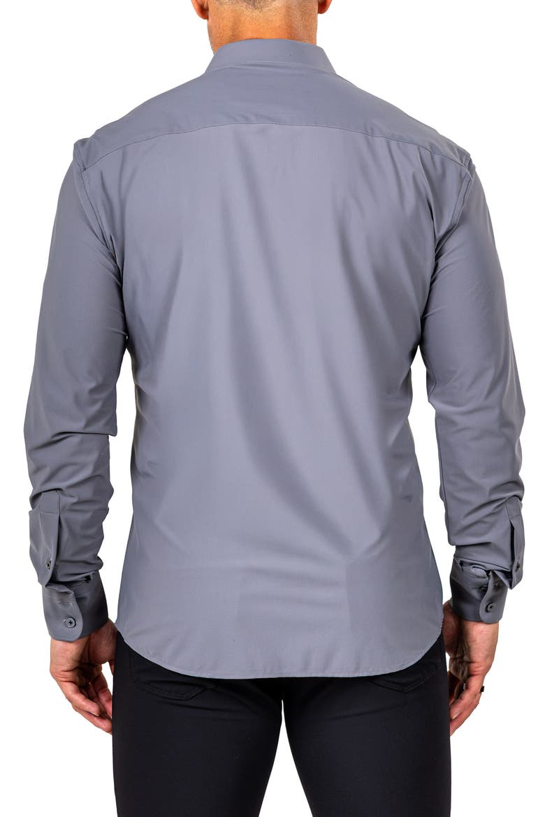 Eins Shaped Fit Marthy3014 Grey Knit Button-Up Shirt, Alternate, color, GREY