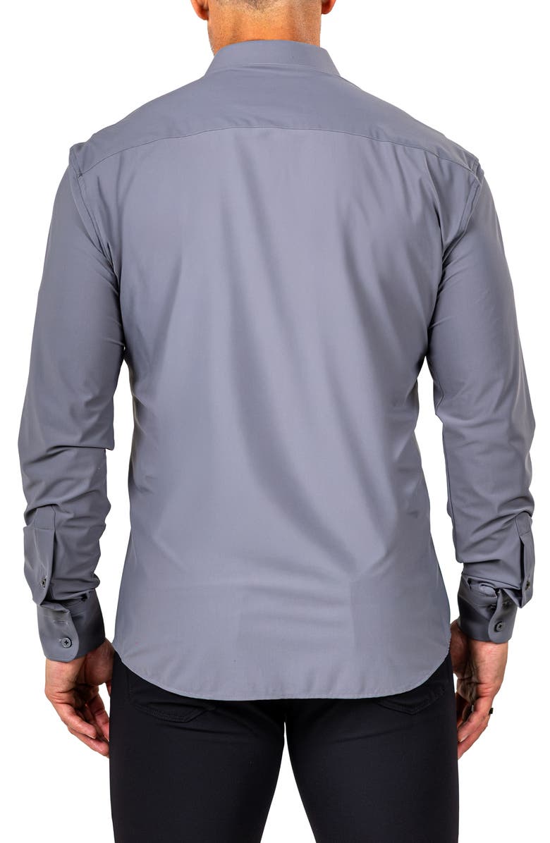 Maceoo Eins Shaped Fit Marthy3014 Grey Knit Button-Up Shirt, Alternate, color, 
