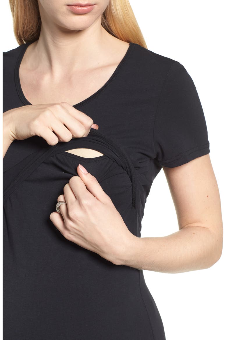 Maternity/Nursing Tee, Alternate, color, BLACK