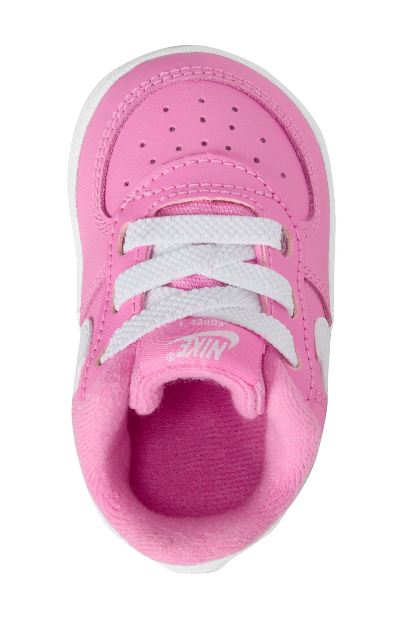 Nike Force 1 Crib Shoe, Alternate, color, 600 Plypnk/White