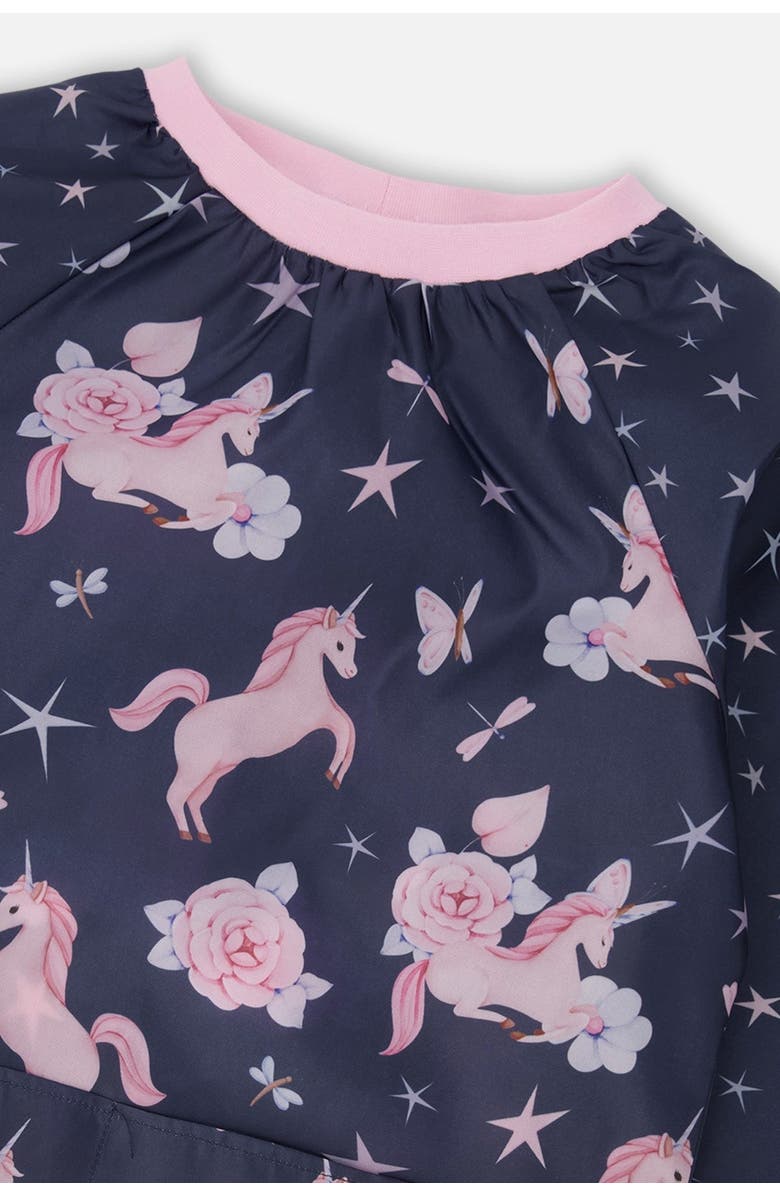 Deux par Deux Boy Unicorn Practical Durable Protective Apron, Alternate, color, Navy Unicorn Print