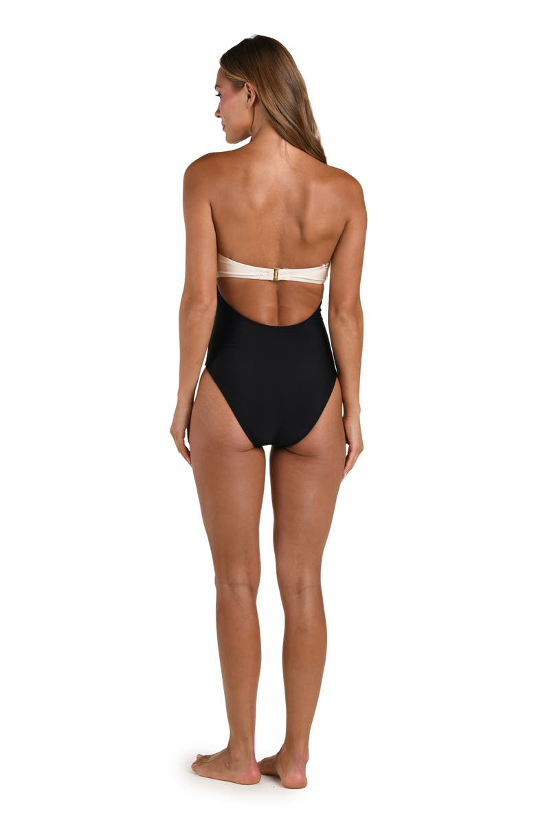 L'AGENCE Emilia Colorblock Bandeau One-Piece Swimsuit, Alternate, color, Black
