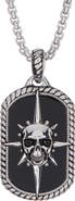 EFFY Sterling Silver Onyx Skull Compass Necklace