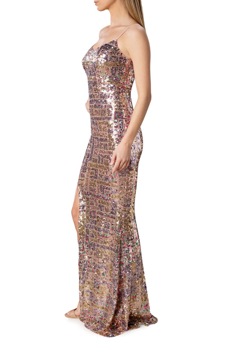 Tori Sequin Mermaid Gown, Alternate, color, GOLD MULTI