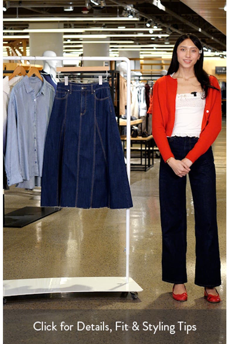 Raw Hem Denim A-Line Midi Skirt video