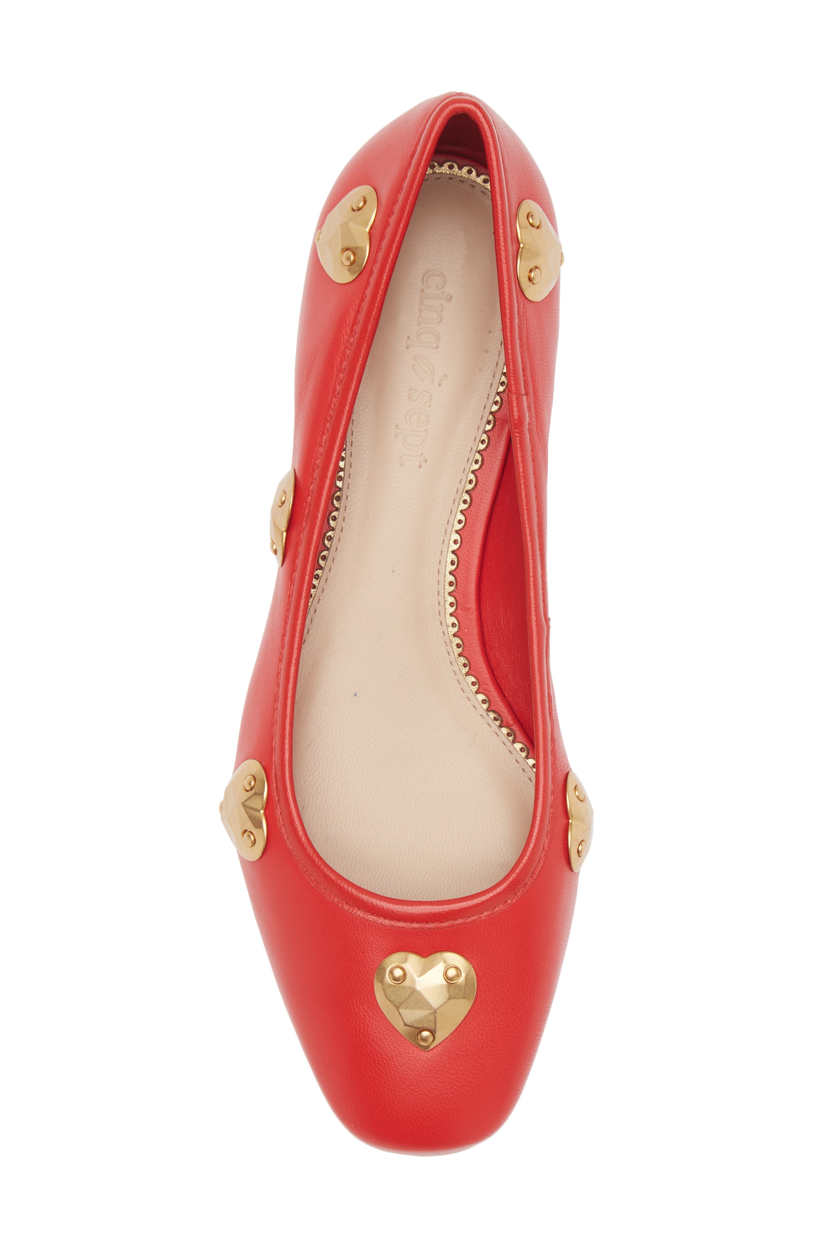 Cinq à Sept Marin Block Heel Ballet Pump, Alternate, color, Cardinal/ Gold