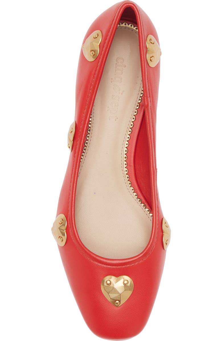 Cinq à Sept Marin Block Heel Ballet Pump, Alternate, color, Cardinal/ Gold