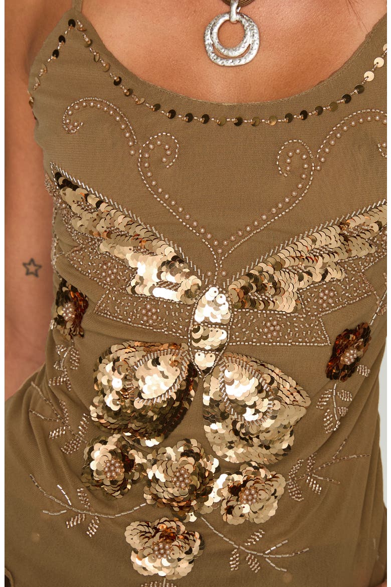 Start of Summer Sequin Camisole, Alternate, color, BROWN