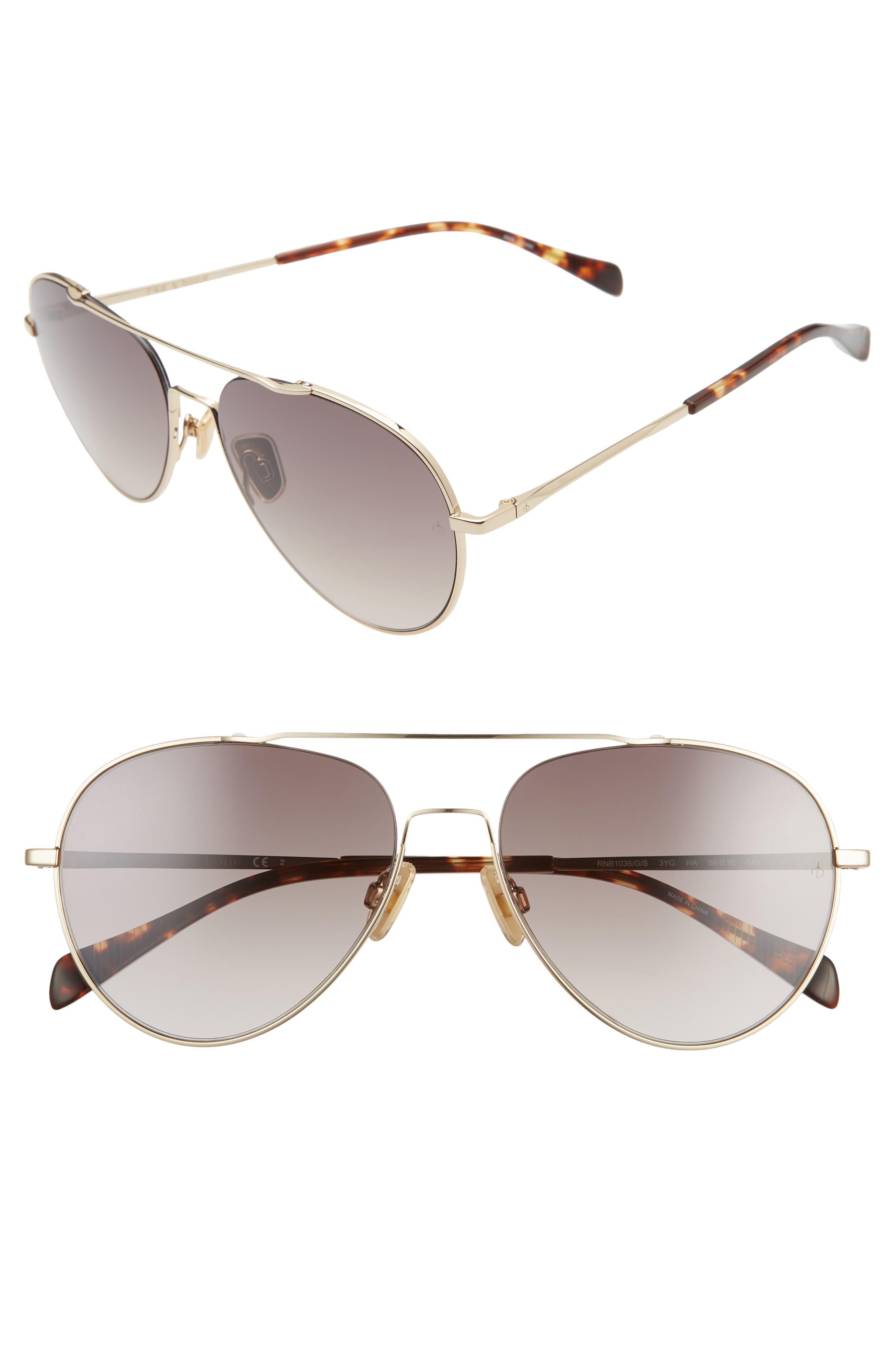 rag & bone 58mm Gradient Aviator Sunglasses