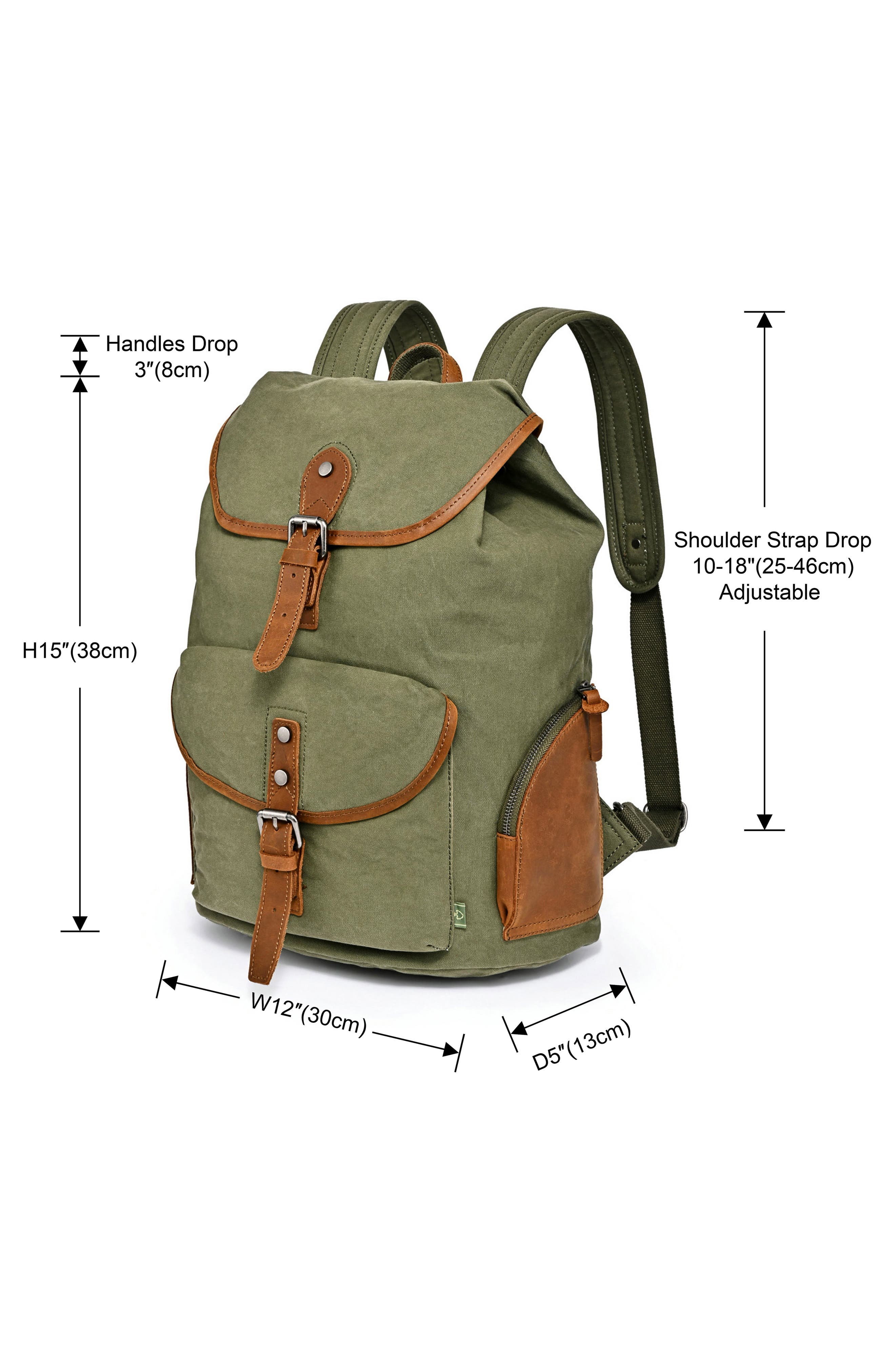 Milo Canvas Leather Backpack, Alternate, color, OLIVE