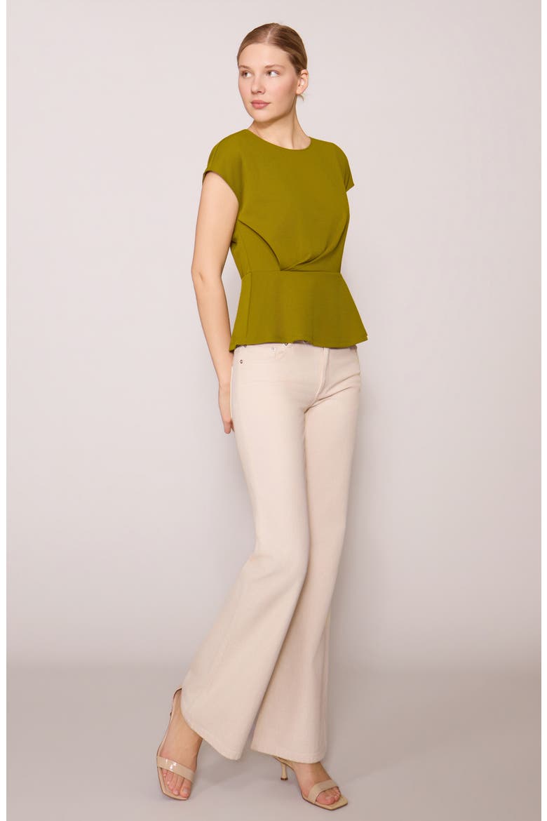Side Ruched Crepe Top, Alternate, color, CHARTREUSE GREEN