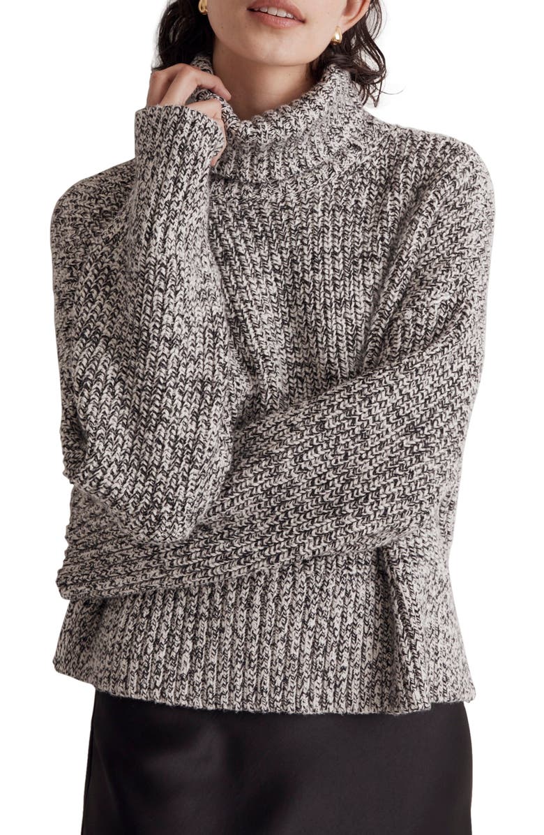 Madewell Marl Wide Rib Turtleneck Sweater, Main, color, 