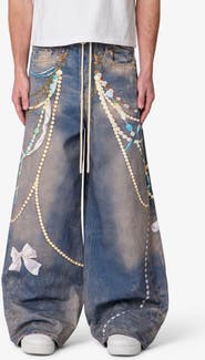 mnml Rave Chain Print Denim Jeans