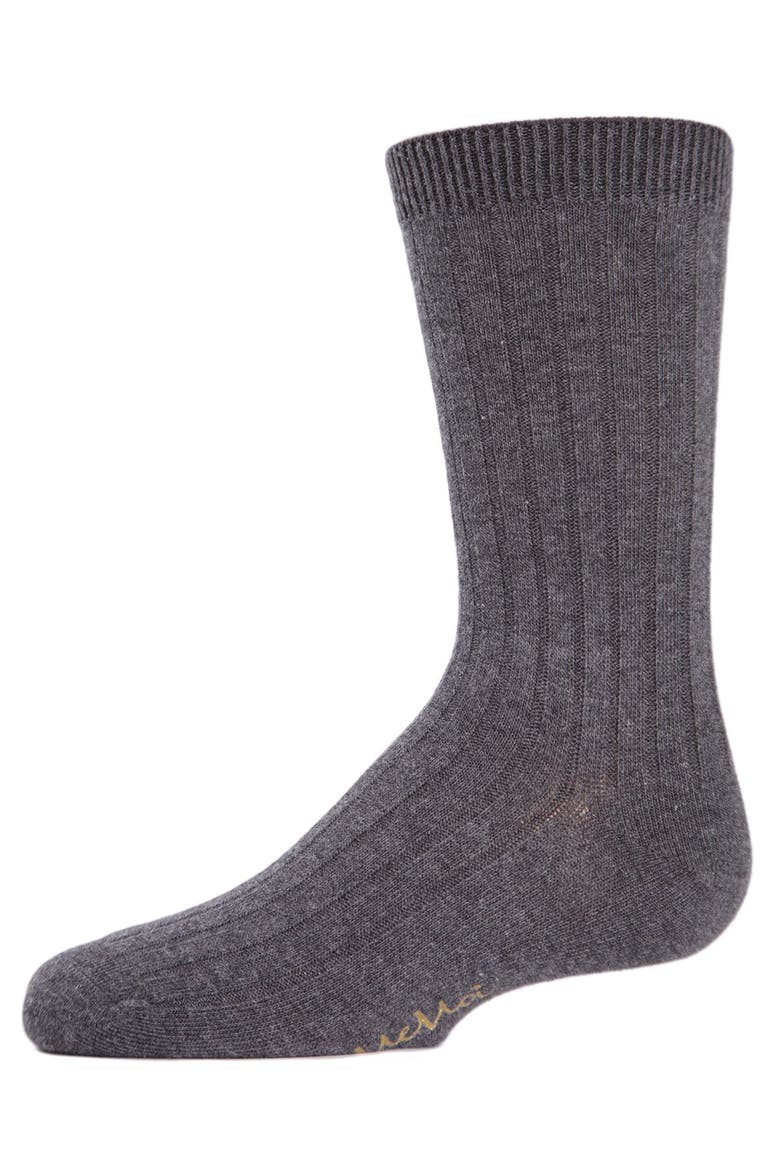 Essential Ribbed Mercerized Crew Socks, Main, color, Gray