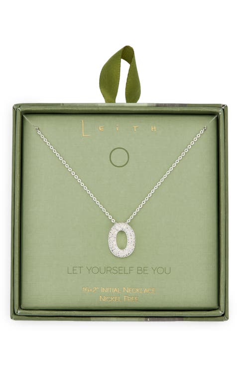 Pavé Cubic Zirconia Initial Pendant Necklace