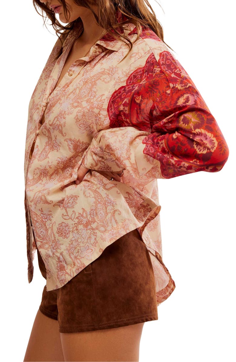 Free People Rosebud Paisley Print Cotton Button-Up Shirt, Alternate, color, 