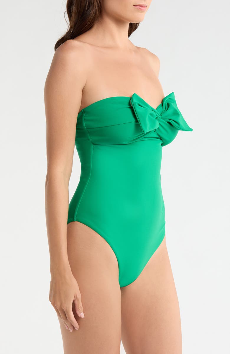Milly Solid Bow One-Piece Swimsuit, Alternate, color, Sea Green