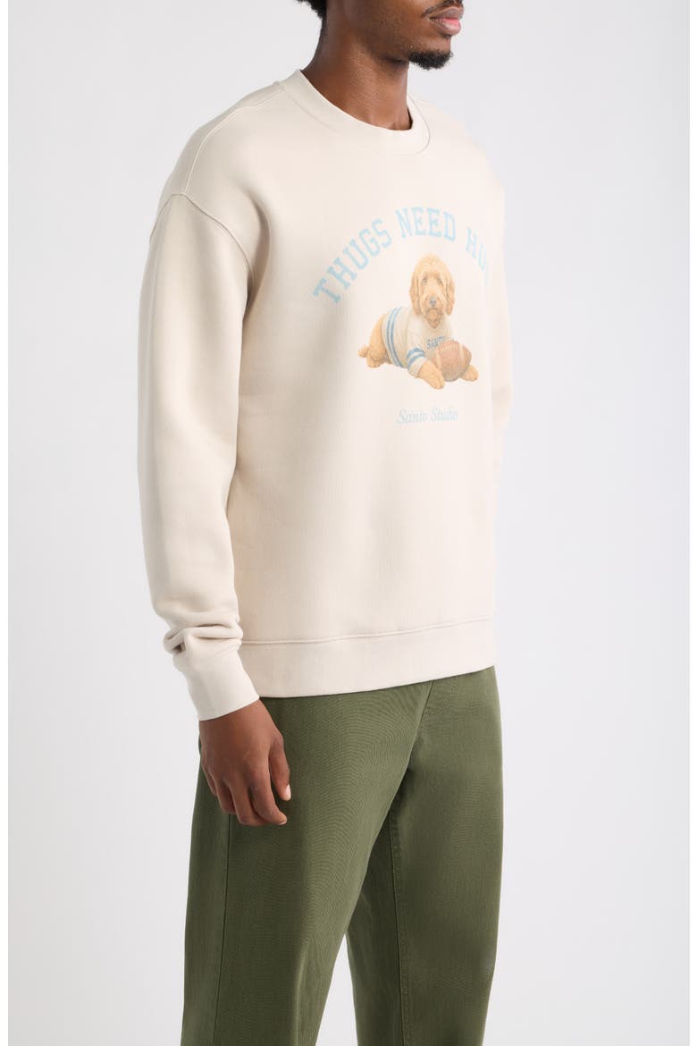 Thugs Need Hugs Football Graphic Sweatshirt, Alternate, color, IVORY