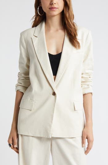 【PORTERNA】Snap Linen Blazer Open Edit Linen Blend Blazer | Nordstromrack