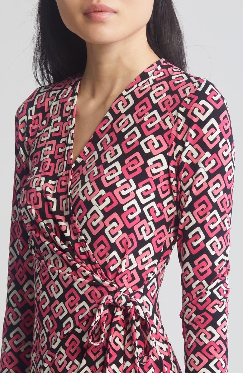 Anne Klein Print Long Sleeve Wrap Dress, Alternate, color, 