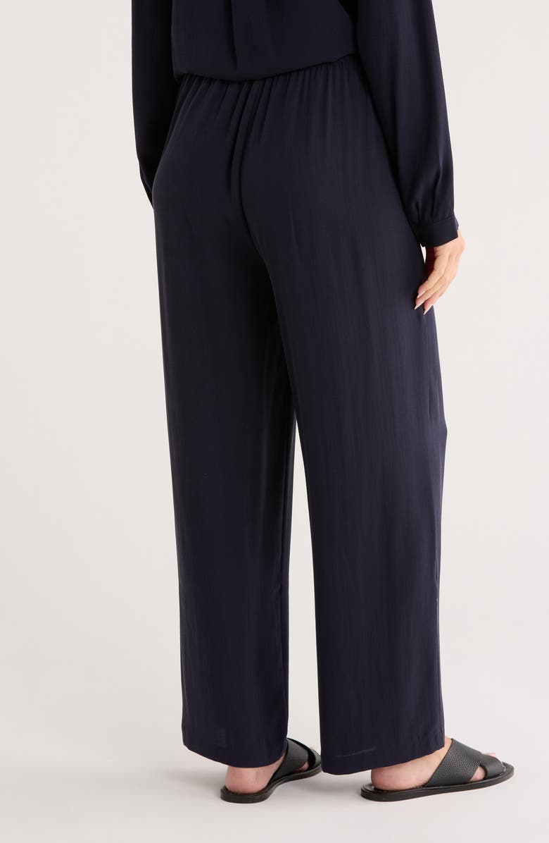 Eileen Fisher Straight Leg Silk Ankle Pants, Alternate, color, Ink