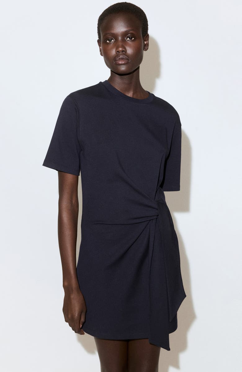 MANGO Side Tie Stretch Cotton T-Shirt Minidress, Alternate, color,