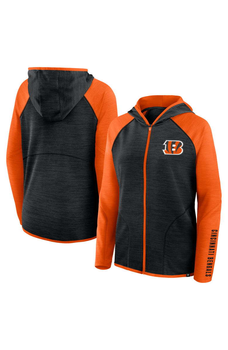 FANATICS Women's Fanatics Black/Orange Cincinnati Bengals Redzone End Around Pass Raglan Full-Zip Hoodie, Main, color, Black