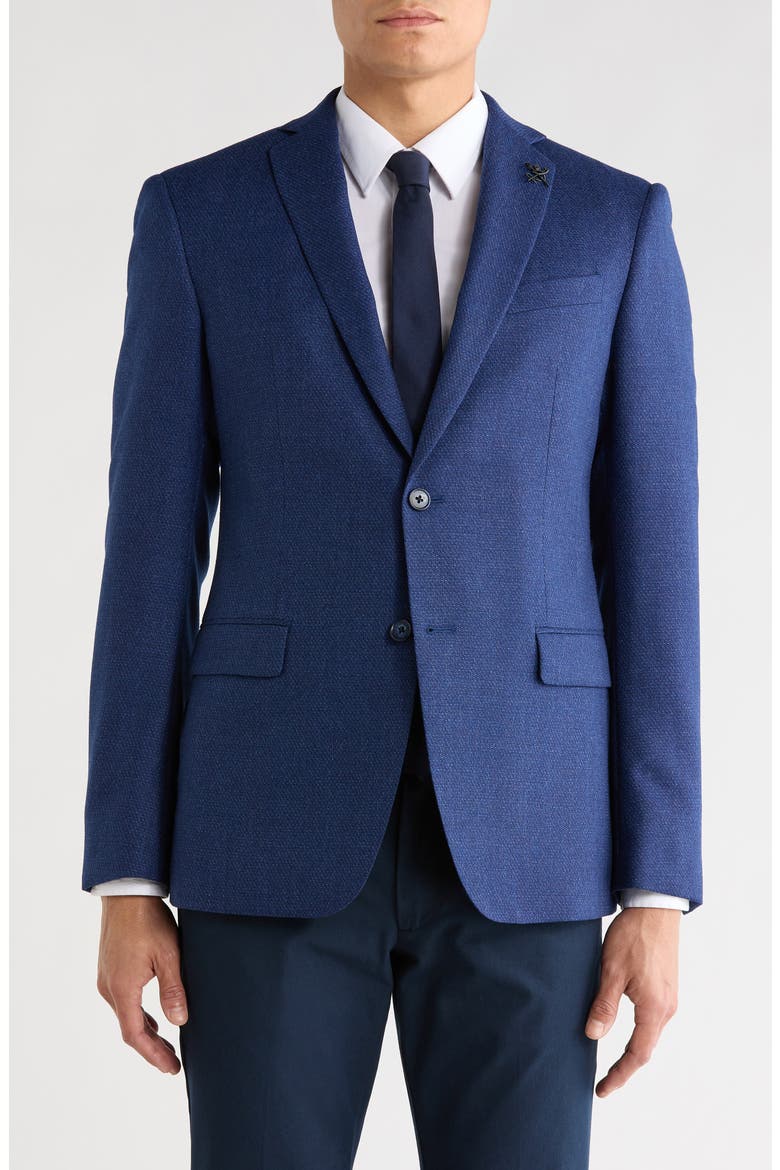 Heathered Knit Two Button Sport Coat, Main, color, BLUE