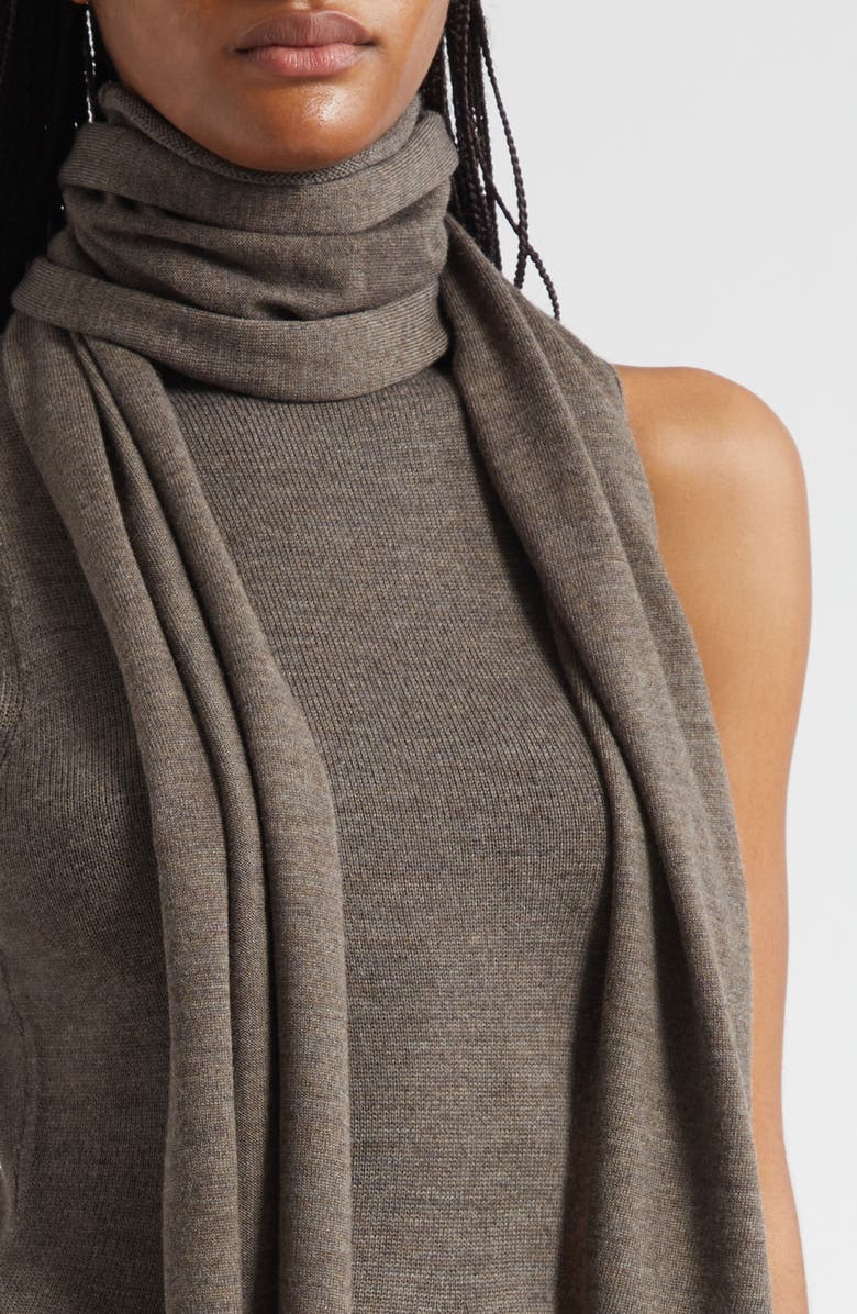 STAUD Canal Sleeveless Merino Wool Midi Dress, Alternate, color, Truffle