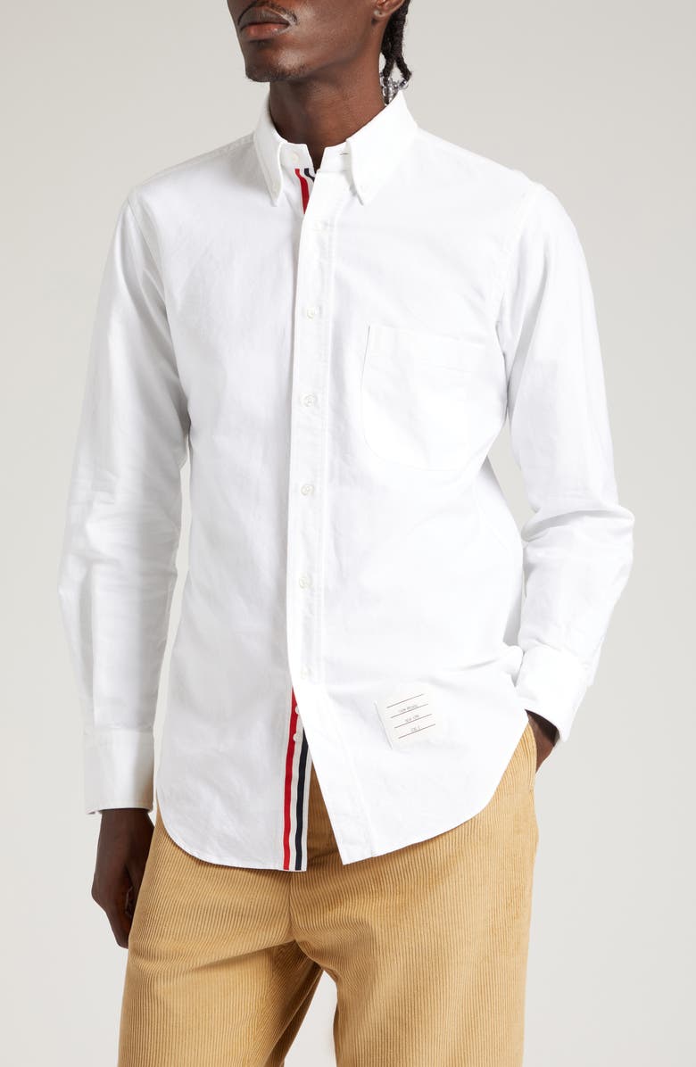 Thom Browne Men's Classic Fit Cotton Button-Down Shirt, Main, color, 100 - White