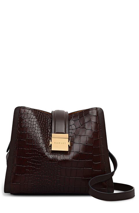 Sloane Croc Embossed Leather Crossbody Bag