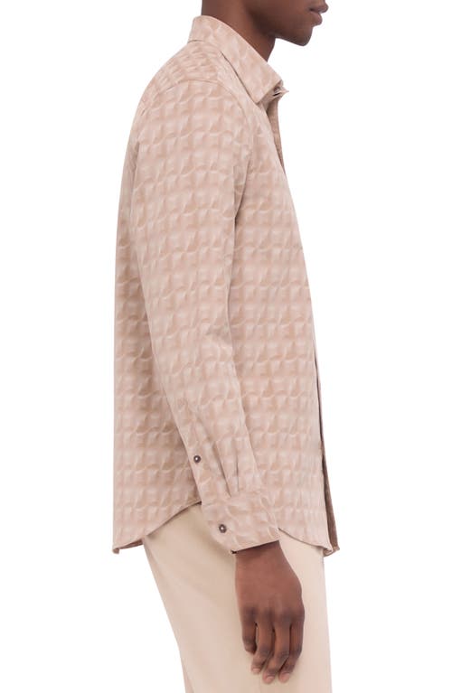 Bugatchi Karl Abstract Print Stretch Corduroy Button-up Shirt In Caramel