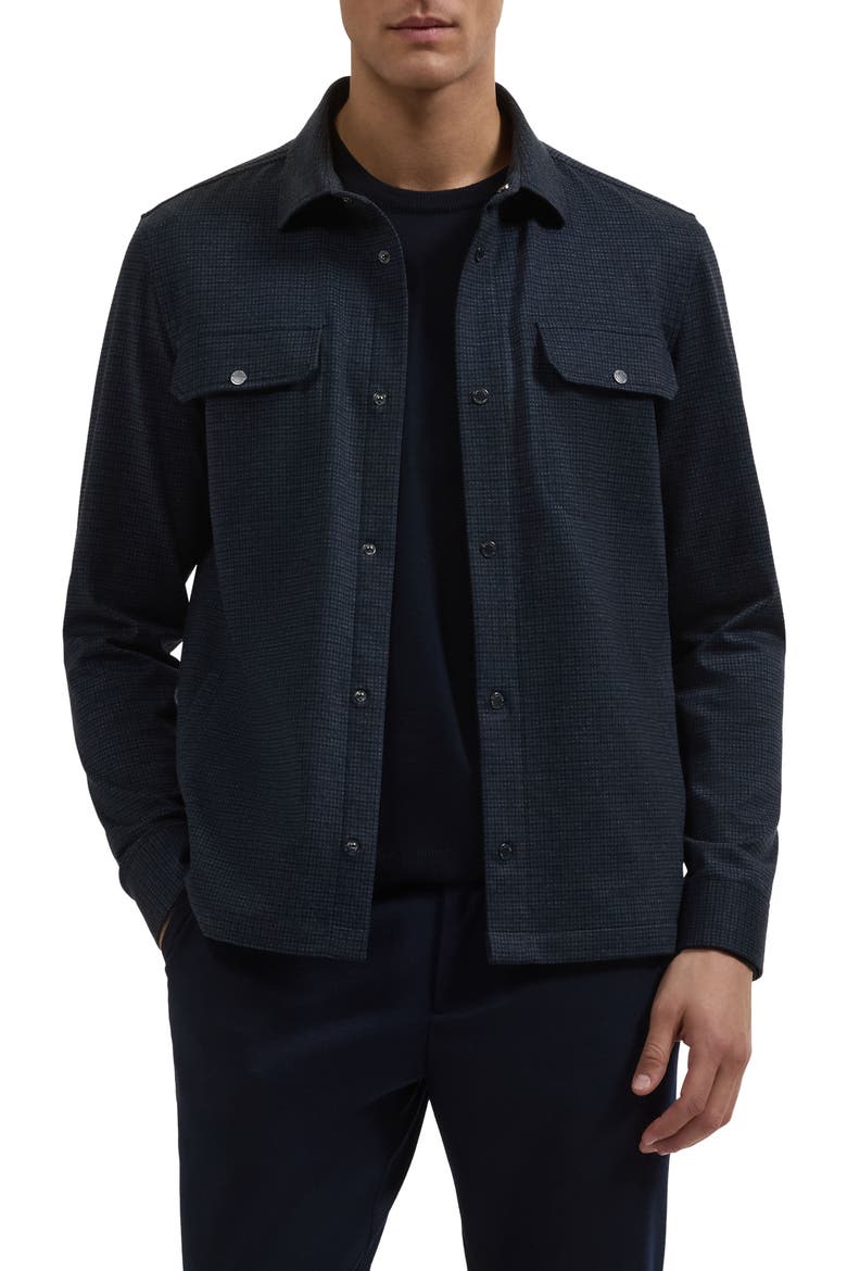 Long Sleeve Knit Button Up Shirt, Main, color, NAVY
