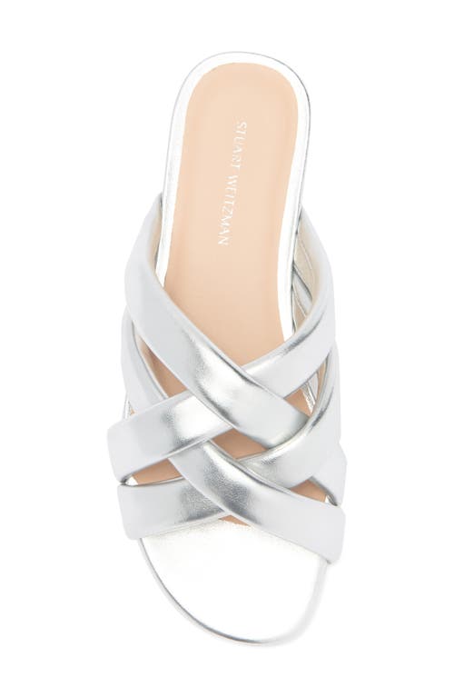 Stuart Weitzman Crossover Leather Slide In Silver