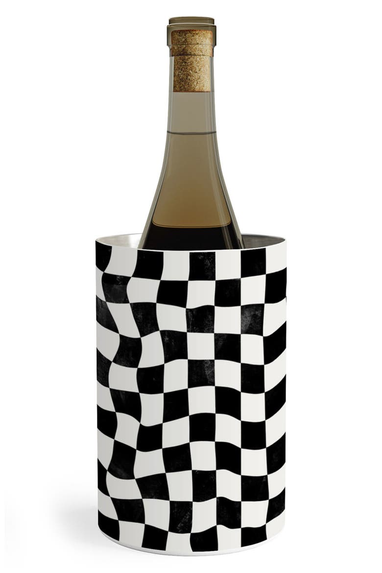 Warped Checkerboard Wine & Champagne Chiller, Main, color, BLACK-WHITE