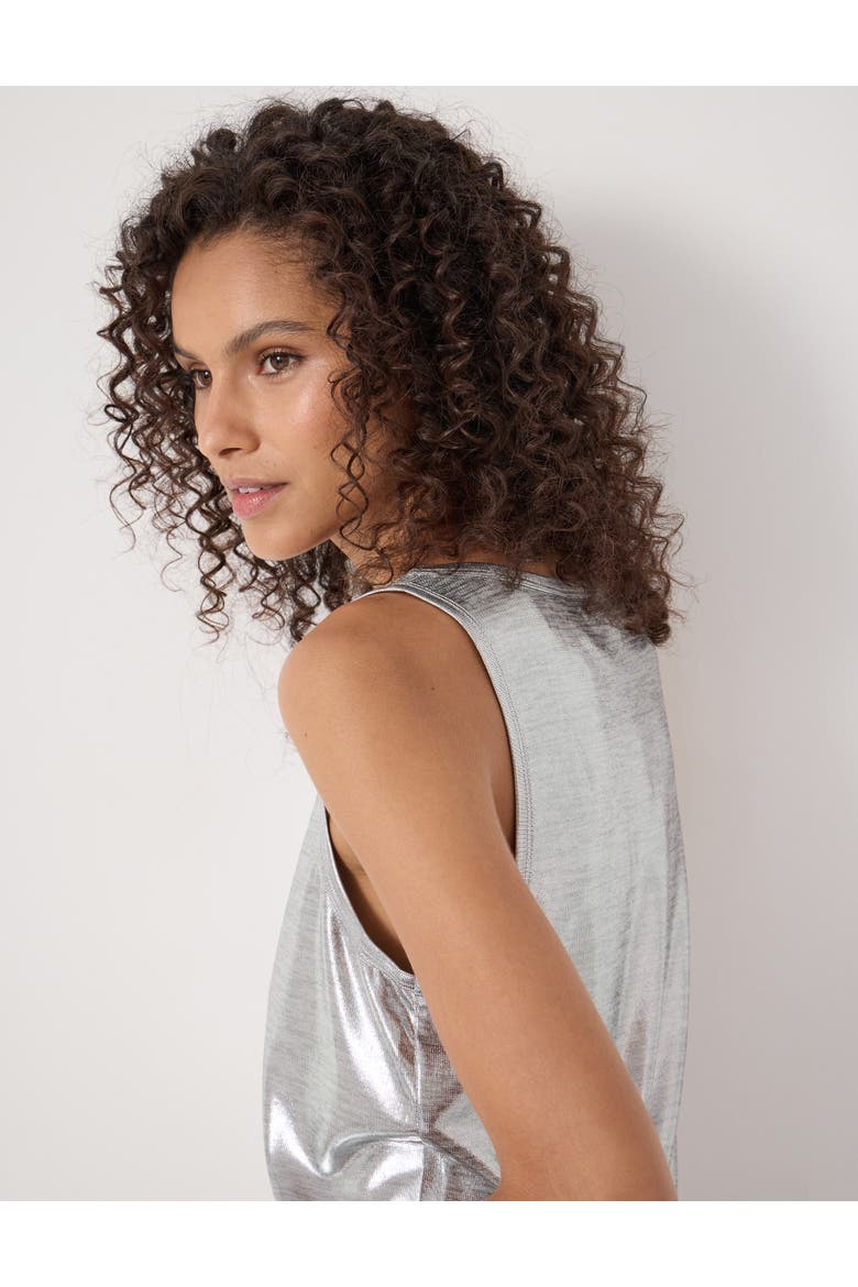 Metallic Scoop Neck Slub Vest, Alternate, color, Silver Metallic