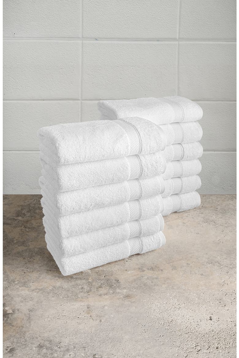 Set of 12 Anovia Turkish Cotton Hand Towels, Alternate, color, WHITE