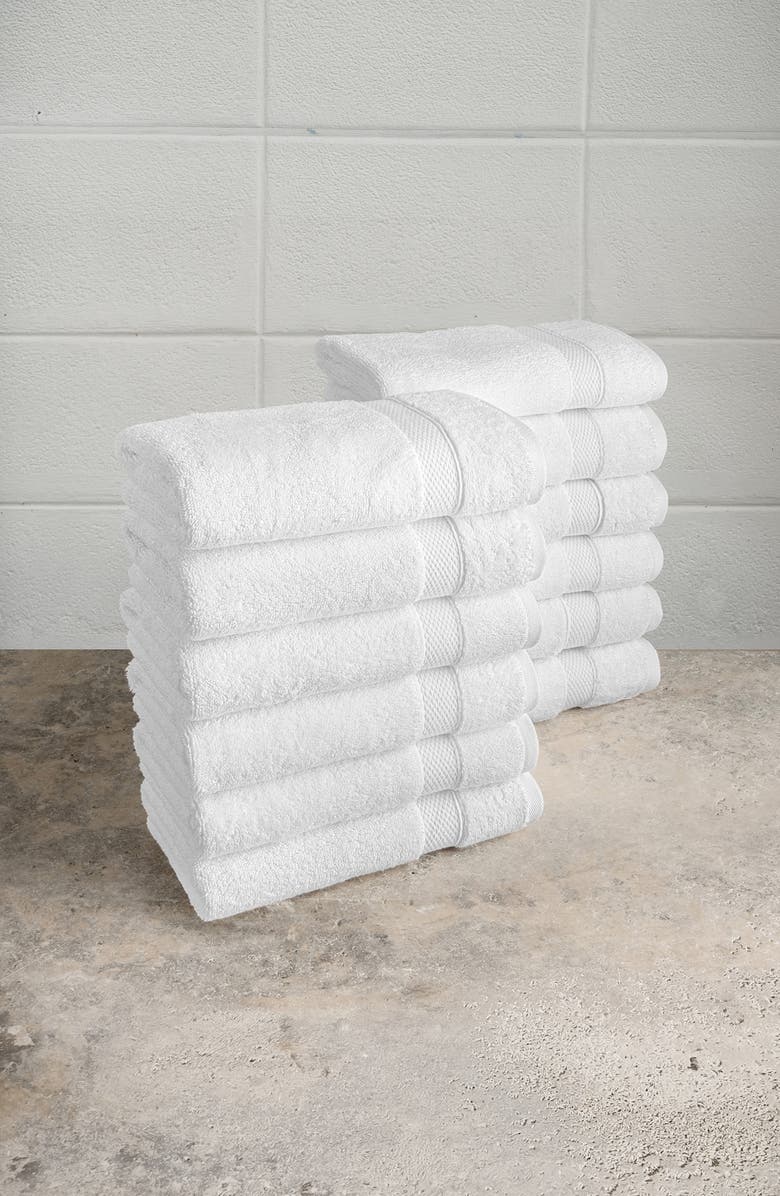 Linum Home Textiles Set of 12 Anovia Turkish Cotton Hand Towels, Alternate, color, White